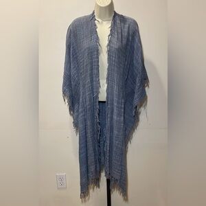 Look by M New York Blue Fringe Kimono